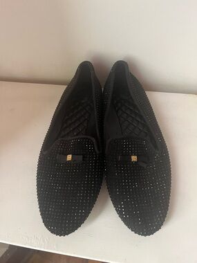 Tory Burch Black Crystal-Embellished Bow Loafers